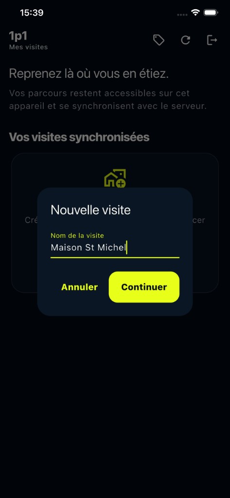 Elenco dei tour e campo del nome. Screenshot in francese.